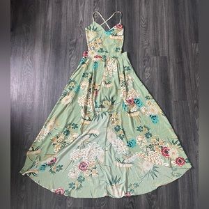 Sage green floral dress
